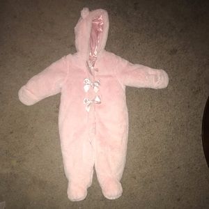 Girls Pink soft baby bunting size 12 months +